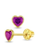outstanding 4mm bezel set hot pink cubic zirconia birthstone baby earrings